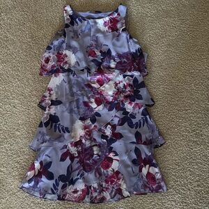 SLNY Floral Layered Dress - Purple and White